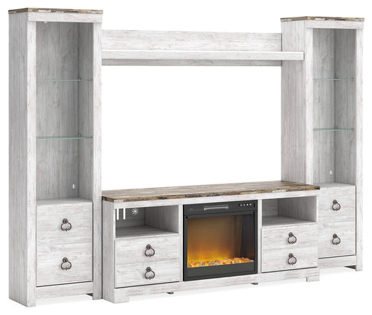 Willowton - Entertainment Center With Fireplace Option - Hornell Furniture Outlet
