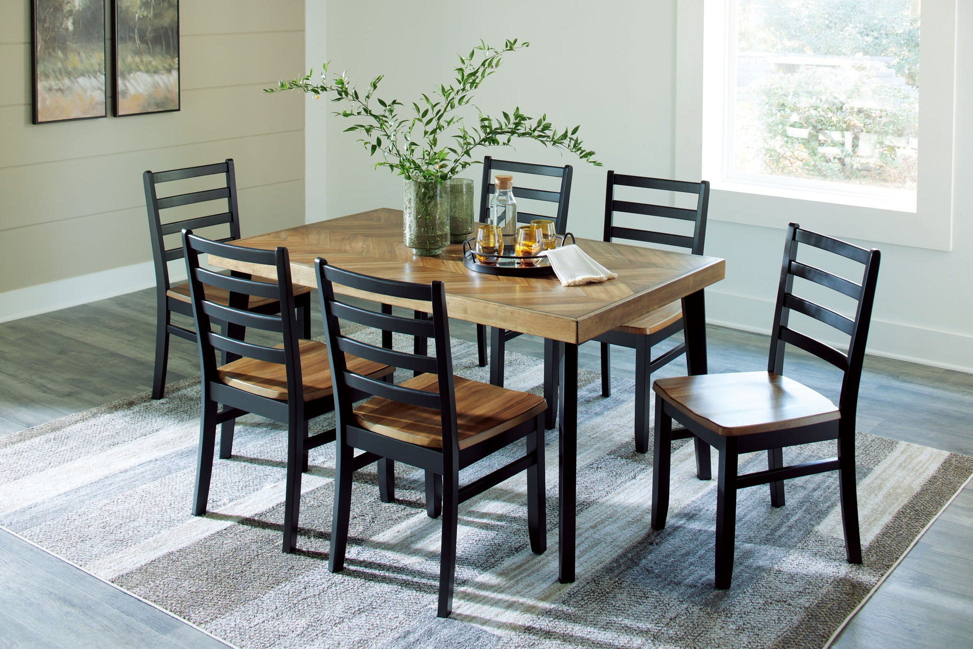 Blondon - Brown / Black - Rectangular Drm Table Set (Set of 7) - Hornell Furniture Outlet