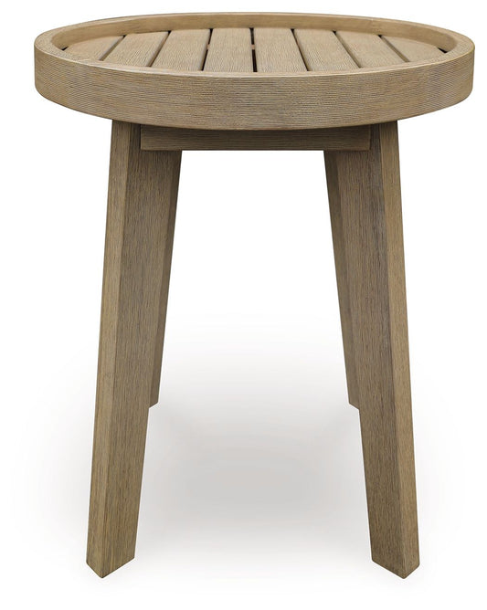 Marina Sun - Beige - Round End Table - Hornell Furniture Outlet