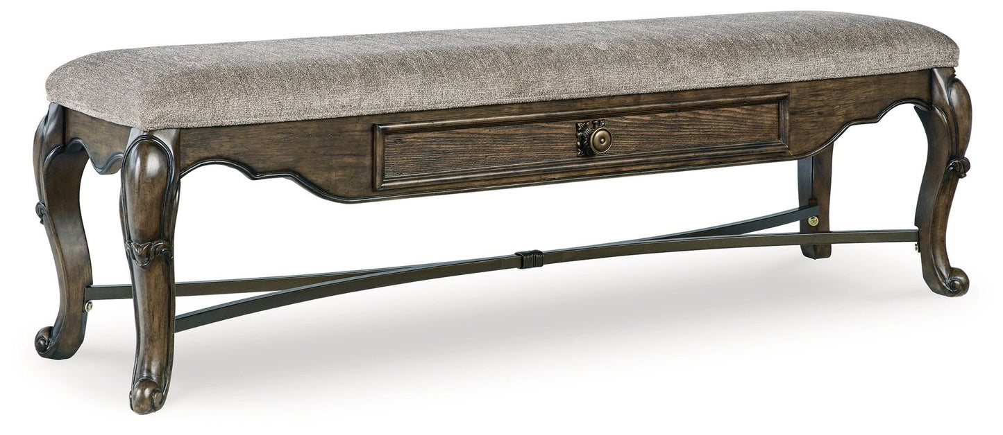 Maylee - Dark Brown - Upholstered Storage Bench - Hornell Furniture Outlet