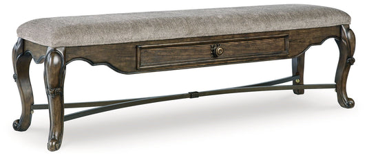 Maylee - Dark Brown - Upholstered Storage Bench - Hornell Furniture Outlet
