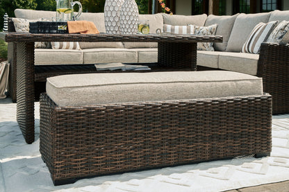 Brook Ranch - Brown - Sofa Sectional, Bench With Cushion (Set of 3) - Hornell Furniture Outlet