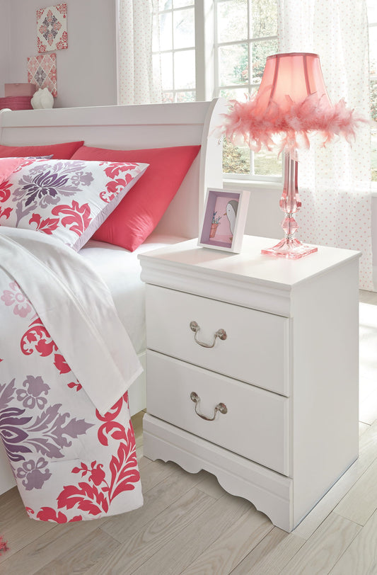 Anarasia - White - Two Drawer Night Stand - Hornell Furniture Outlet