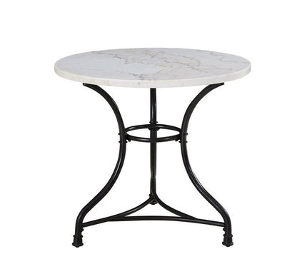 Claire - White Marble Top Round - White - Hornell Furniture Outlet