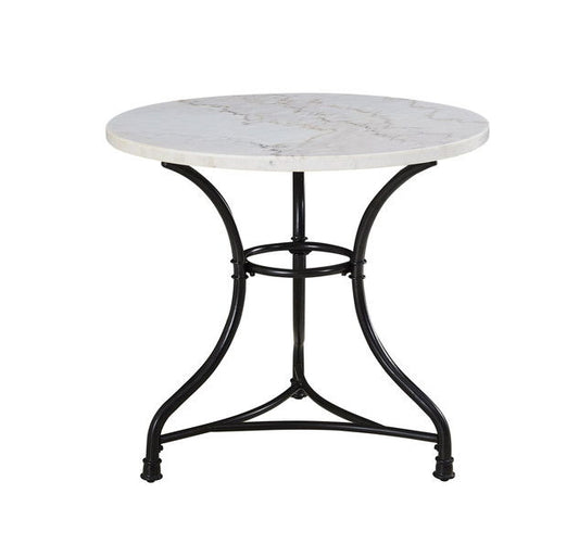 Claire - White Marble Top Round - White - Hornell Furniture Outlet