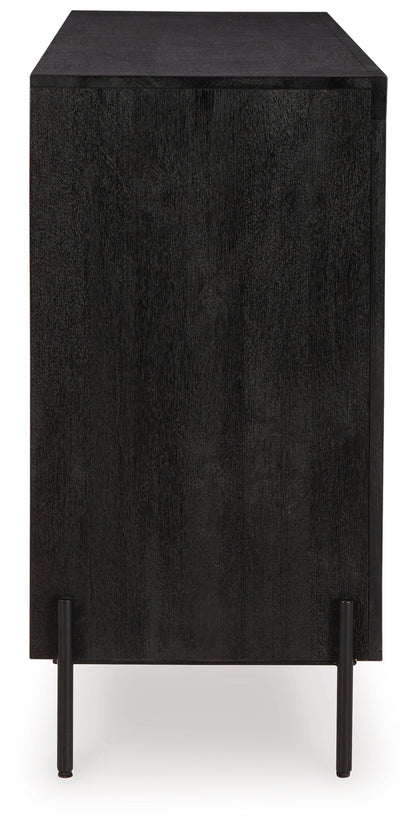 Vallisburg - Black / Natural - Accent Cabinet - Hornell Furniture Outlet