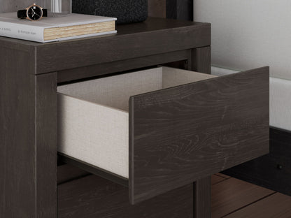 Fraluna - Charcoal - Two Drawer Night Stand - Hornell Furniture Outlet