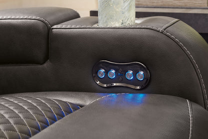 Fyne - dyme - Power Reclining Loveseat With Console/Adj Hdrst - Hornell Furniture Outlet