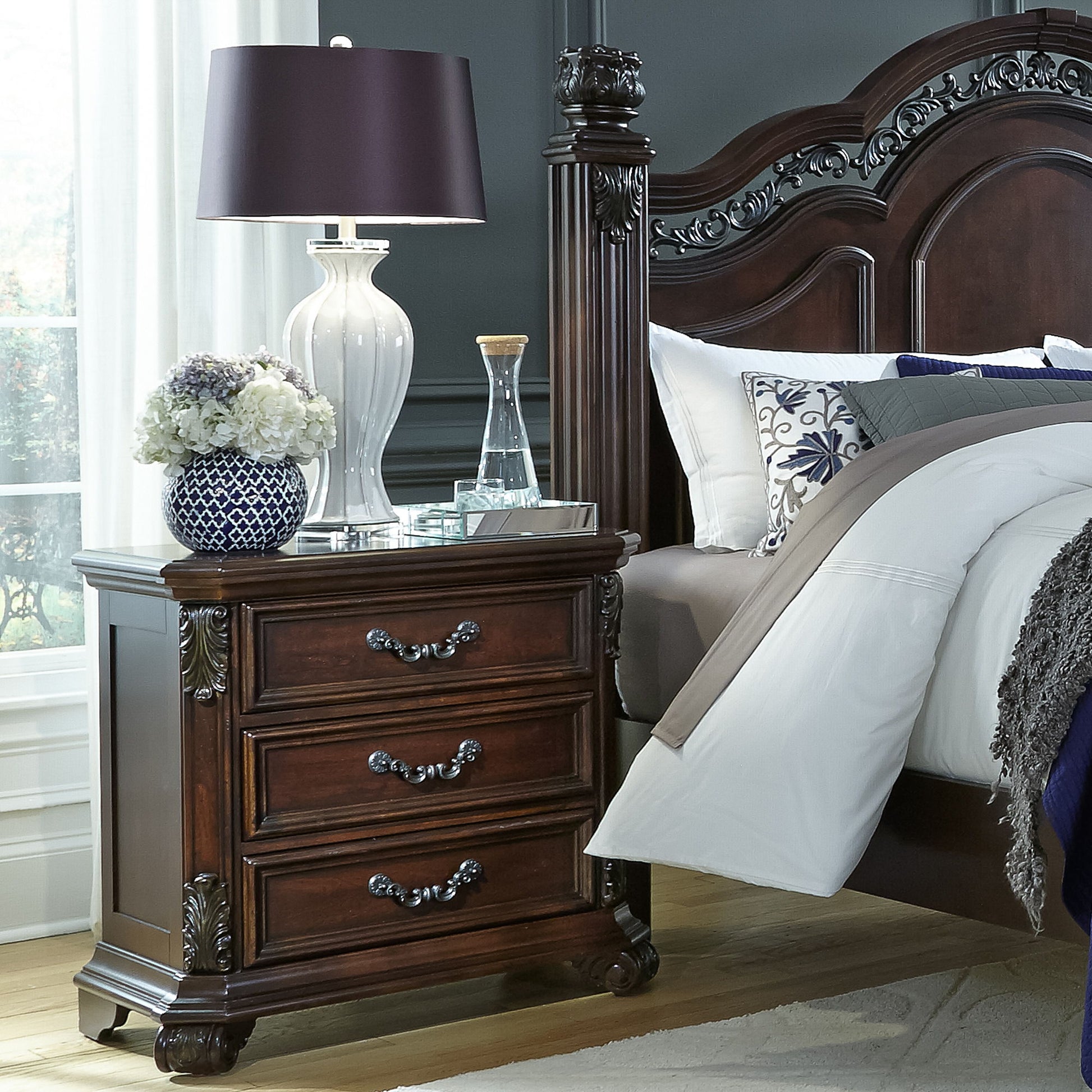 Messina Estates - 3 Drawer Nightstand - Dark Brown - Hornell Furniture Outlet