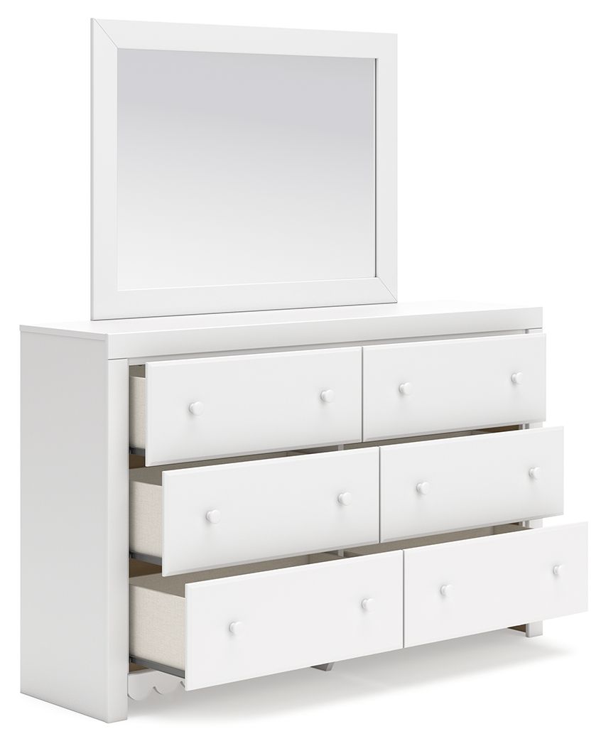 Mollviney - White - Dresser And Mirror - Hornell Furniture Outlet