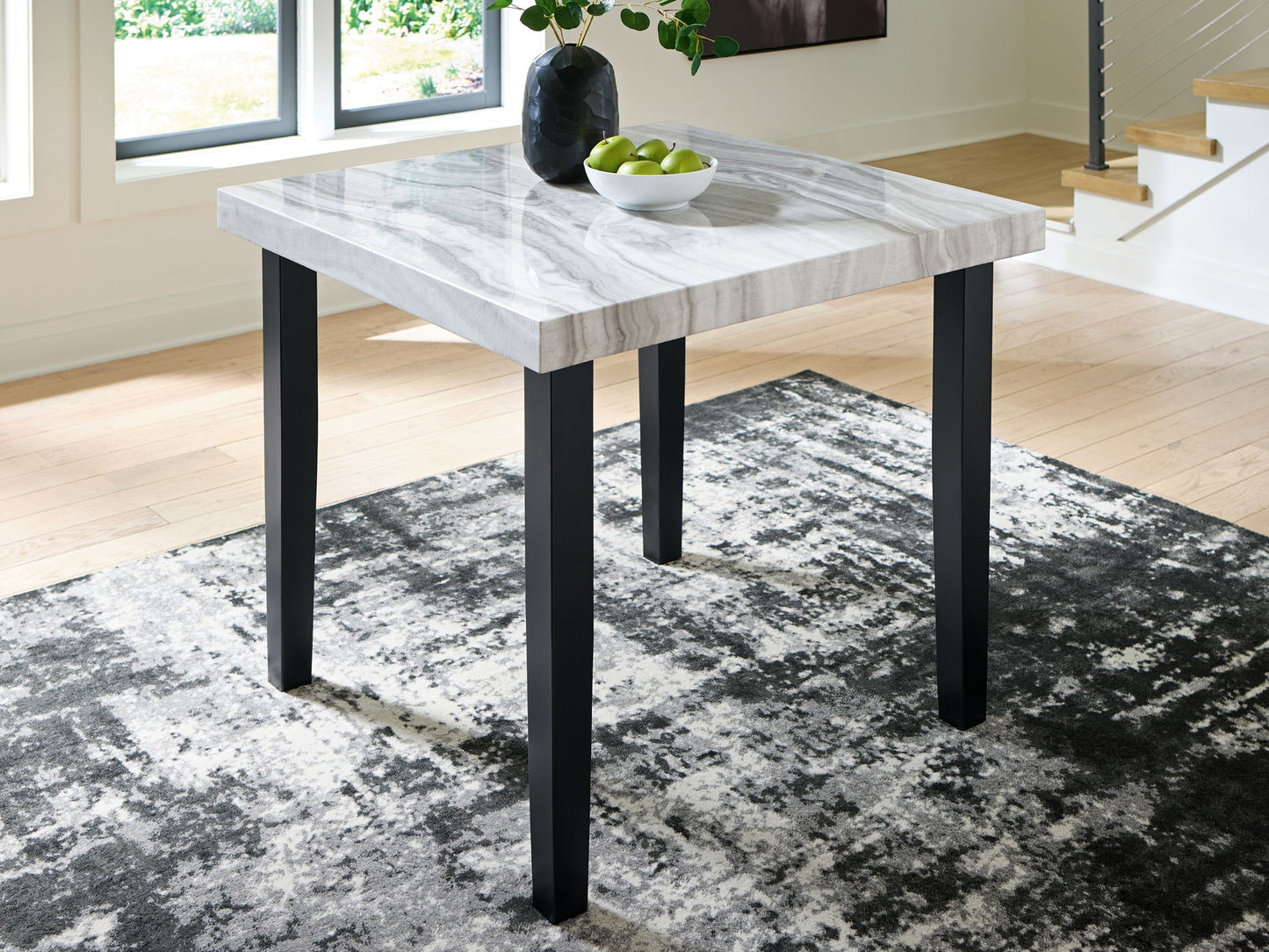 Mervannie - Square Dining Room Counter Table - Gray / Black - Hornell Furniture Outlet