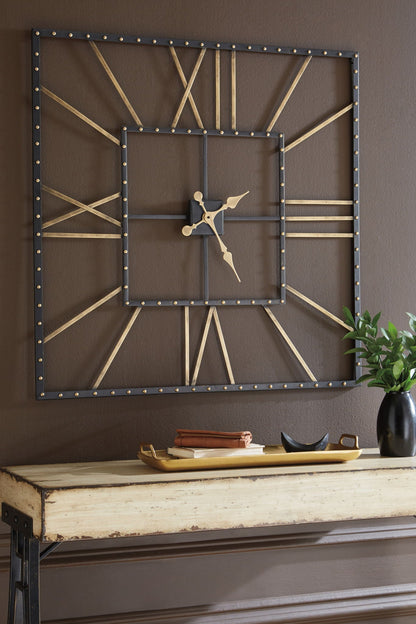 Thames - Wall Clock - Black / Gold Finish - Hornell Furniture Outlet