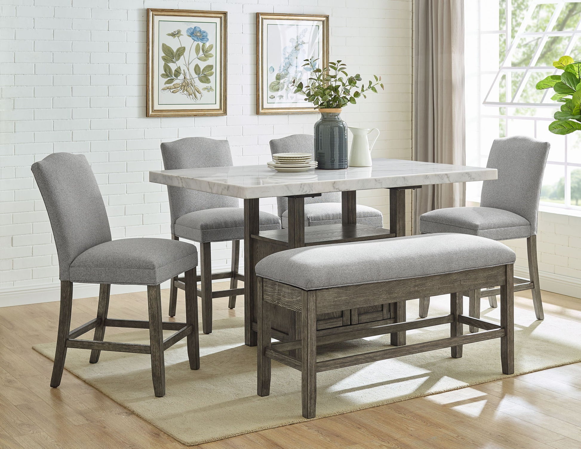 Grayson - Storage Counter Bench - Dark Gray - Hornell Furniture Outlet