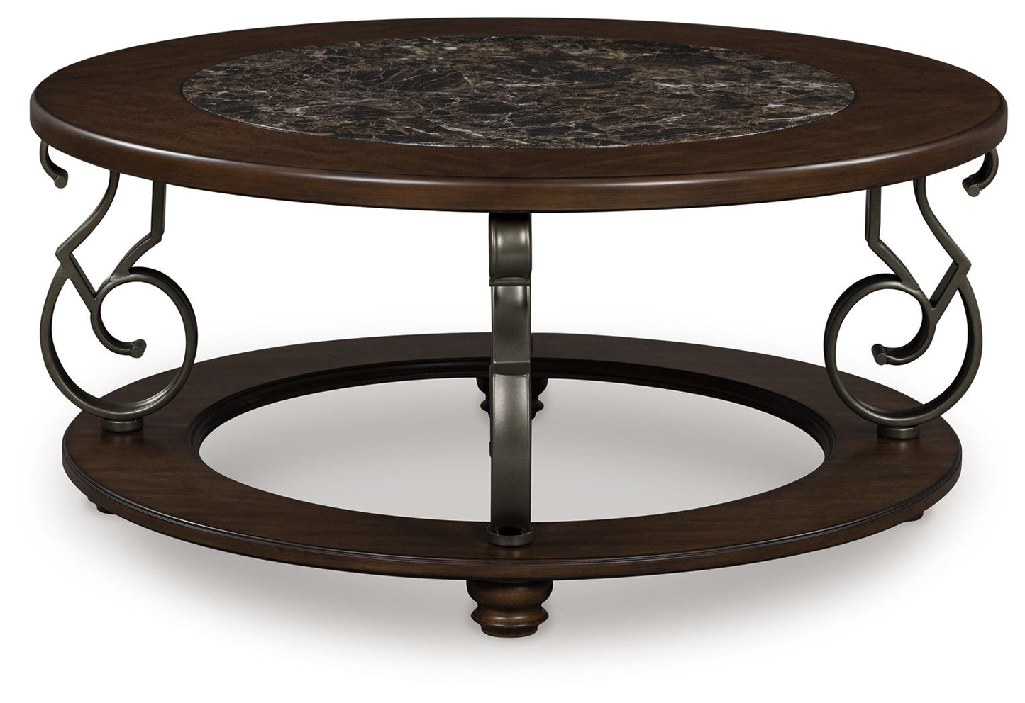 Frallyn - Dark Brown - Round Cocktail Table - Hornell Furniture Outlet