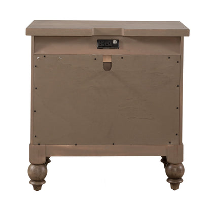 Americana Farmhouse - 2 Drawer Night Stand With Charging Station - Hornell Furniture Outlet