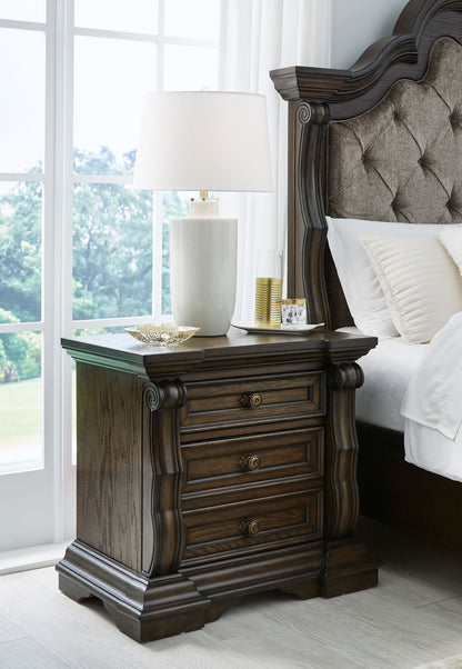Maylee - Dark Brown - Three Drawer Night Stand - Hornell Furniture Outlet