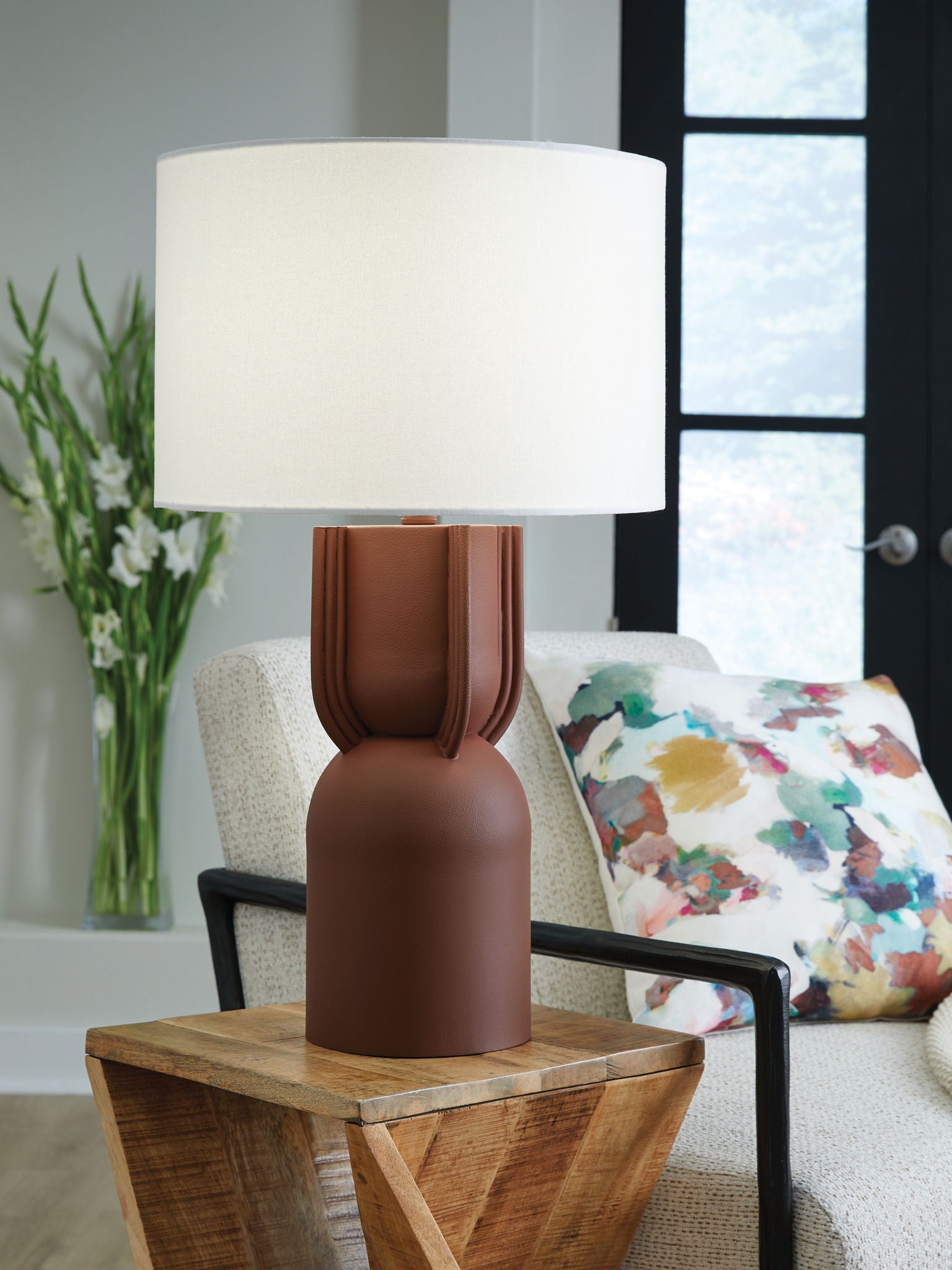 Rowandale - Brick Red - Metal Table Lamp - Hornell Furniture Outlet