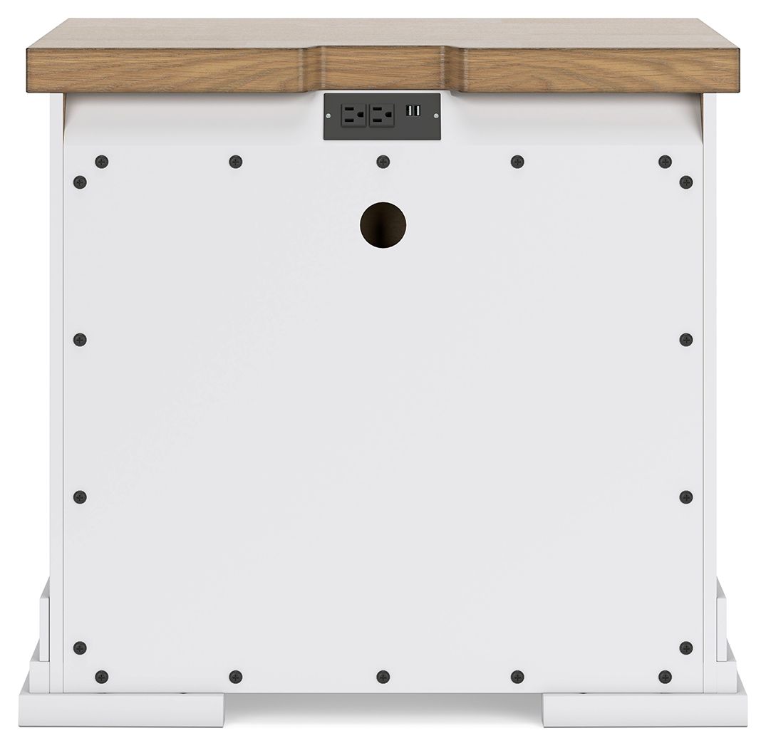 Ashbryn - White / Natural - Three Drawer Night Stand - Hornell Furniture Outlet