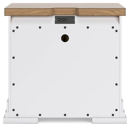 Ashbryn - White / Natural - Three Drawer Night Stand - Hornell Furniture Outlet