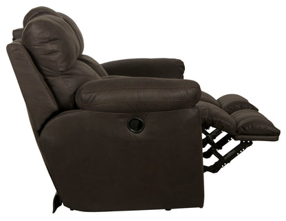 Atlas - Reclining Console Loveseat With Storage - Charcoal - Hornell Furniture Outlet