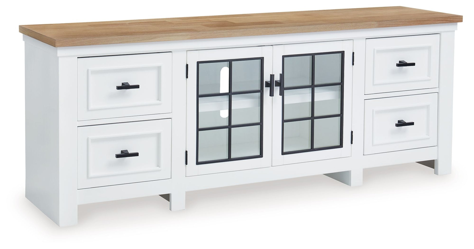 Ashbryn - White / Natural - Extra Large TV Stand - Hornell Furniture Outlet