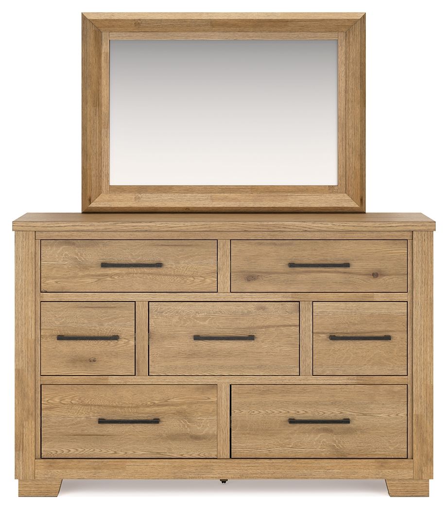 Galliden - Light Brown - Dresser And Mirror - Hornell Furniture Outlet