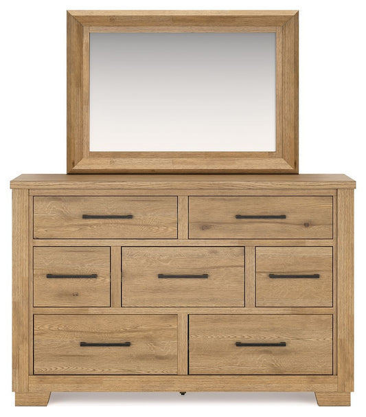 Galliden - Light Brown - Dresser And Mirror - Hornell Furniture Outlet