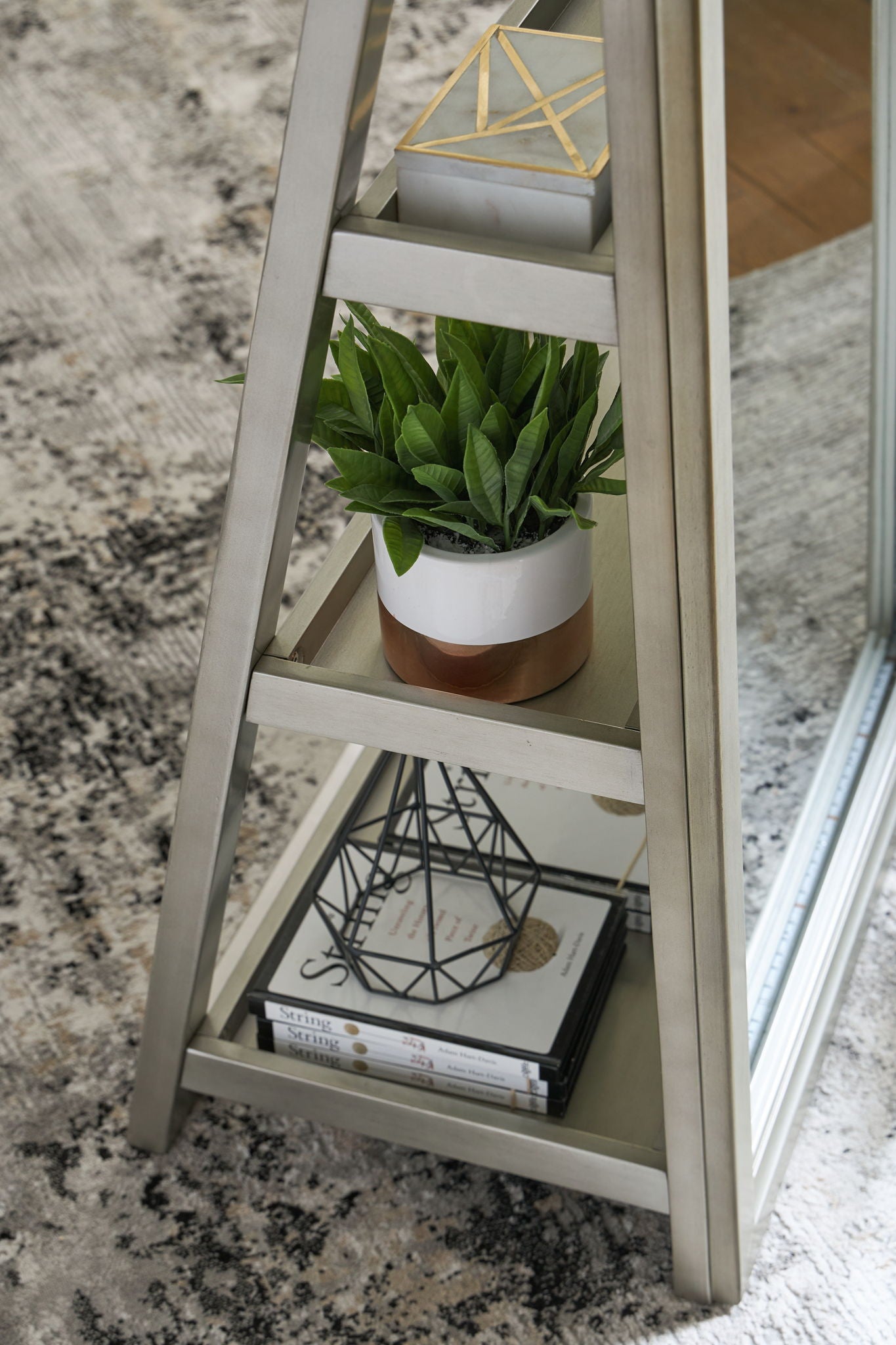 Evesen - Champagne - Floor Standing Mirror With Storage - Hornell Furniture Outlet