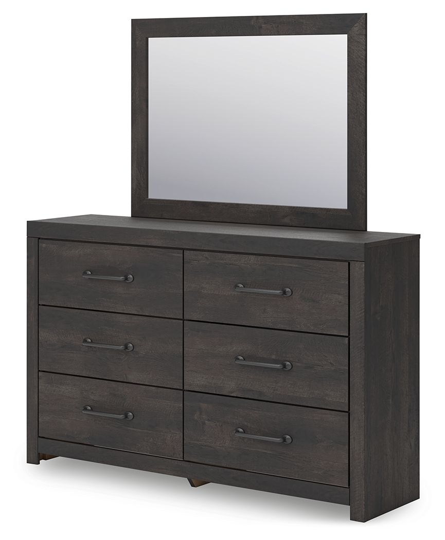 Hollivern - Dark Gray - Dresser And Mirror - Hornell Furniture Outlet