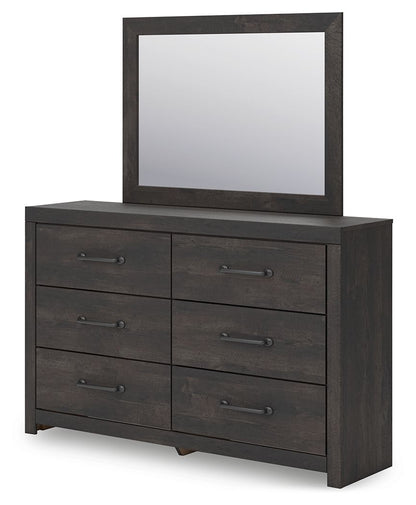 Hollivern - Dark Gray - Dresser And Mirror - Hornell Furniture Outlet