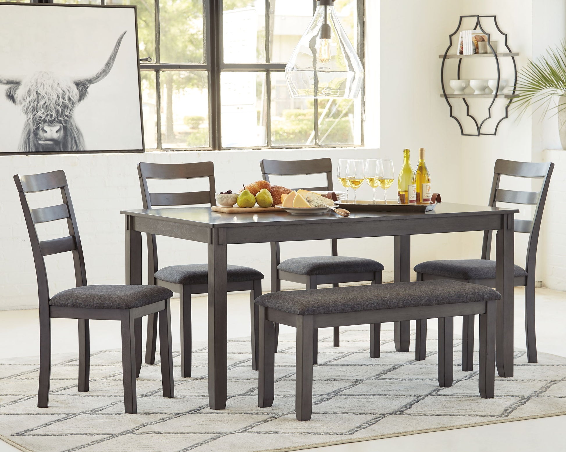 Bridson - RECT DRM Table Set (Set of 6) - Gray - Hornell Furniture Outlet