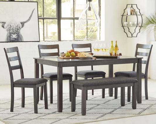 Bridson - RECT DRM Table Set (Set of 6) - Gray - Hornell Furniture Outlet