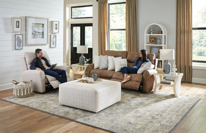 Justine - Lay Flat Reclining Loveseat - Burlap - Hornell Furniture Outlet