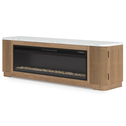 Camdill - 80" TV Stand With Electric Fireplace - Light Brown - Hornell Furniture Outlet
