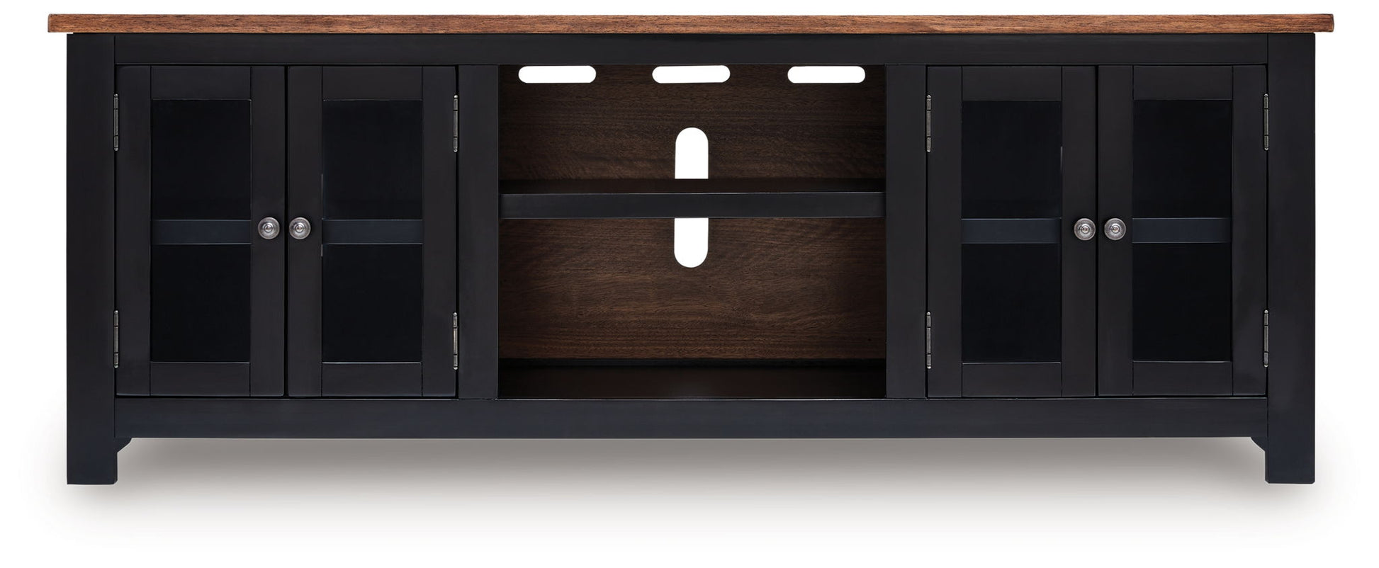 Wildenauer - Brown / Black - XL TV Stand With Fireplace Option - Hornell Furniture Outlet