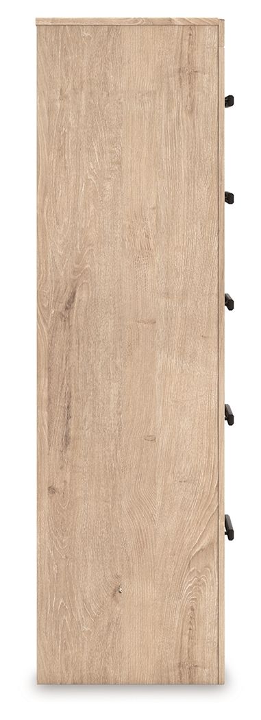 Sanginlane - Tan - Five Drawer Chest - Hornell Furniture Outlet