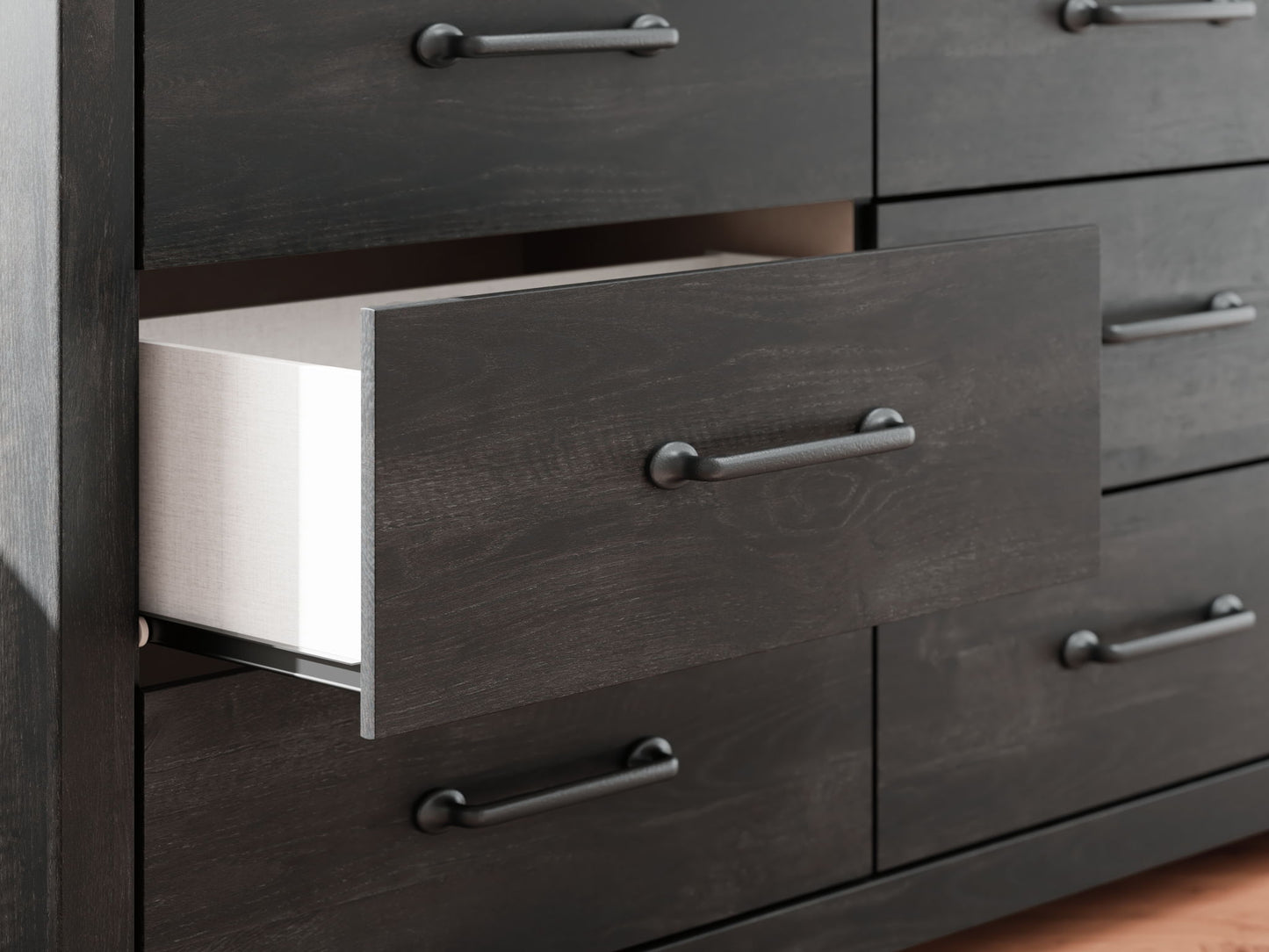 Hollivern - Dark Gray - Six Drawer Dresser - Hornell Furniture Outlet