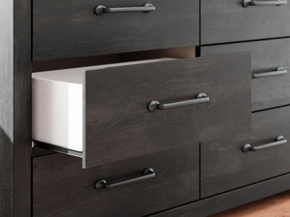 Hollivern - Dark Gray - Six Drawer Dresser - Hornell Furniture Outlet