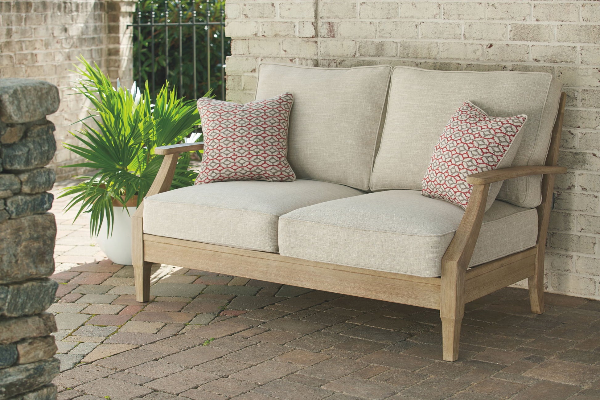 Clare View - Beige - Loveseat w/Cushion - Hornell Furniture Outlet