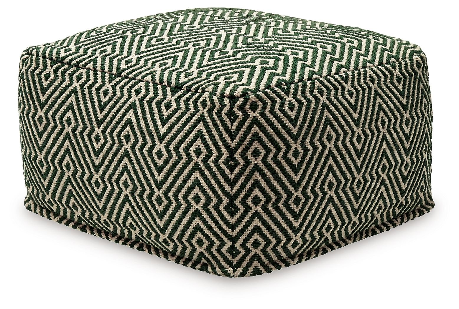 Abacy - Green / Ivory - Pouf - Hornell Furniture Outlet