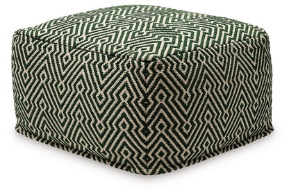 Abacy - Green / Ivory - Pouf - Hornell Furniture Outlet