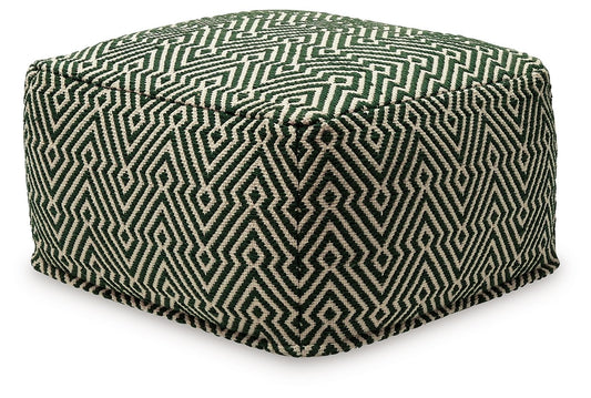 Abacy - Green / Ivory - Pouf - Hornell Furniture Outlet