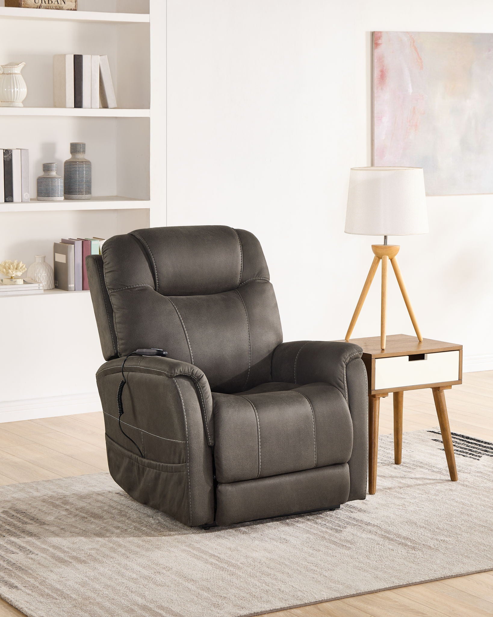 Thames - Power Lift Chair With Power Headrest - Brown - Hornell Furniture Outlet