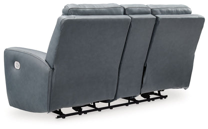 Mindanao - Steel - 2 Pc. - Power Reclining Sofa, Power Reclining Loveseat with Console - Hornell Furniture Outlet