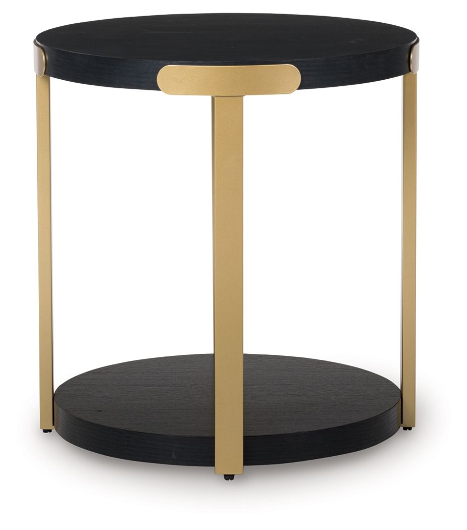Shylore - Black / Brass Finish - Occasional Table Set (Set of 3) - Hornell Furniture Outlet