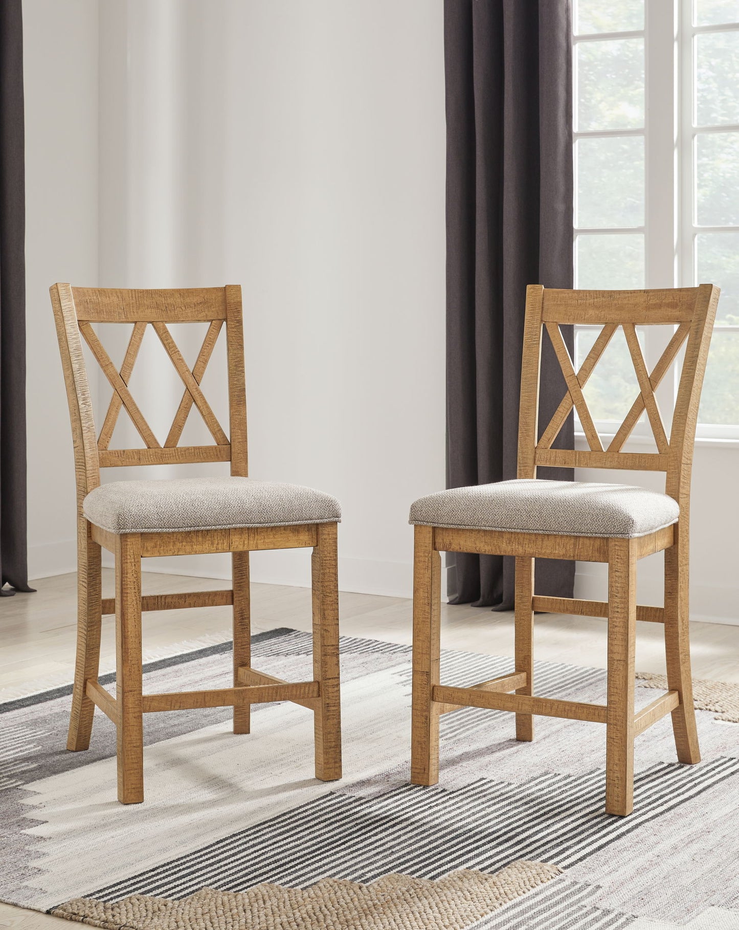 Havonplane - Brown - Upholstered Barstool (Set of 2) - Hornell Furniture Outlet