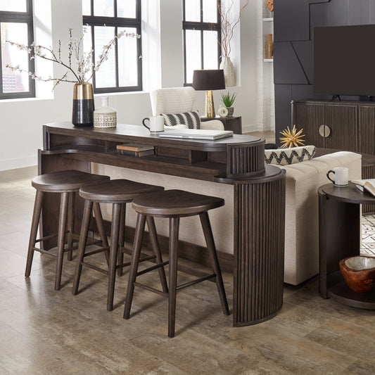 City View - 4 Piece Table Set (Console Bar Table & 3 Console Stools) - Coffee Bean - Hornell Furniture Outlet