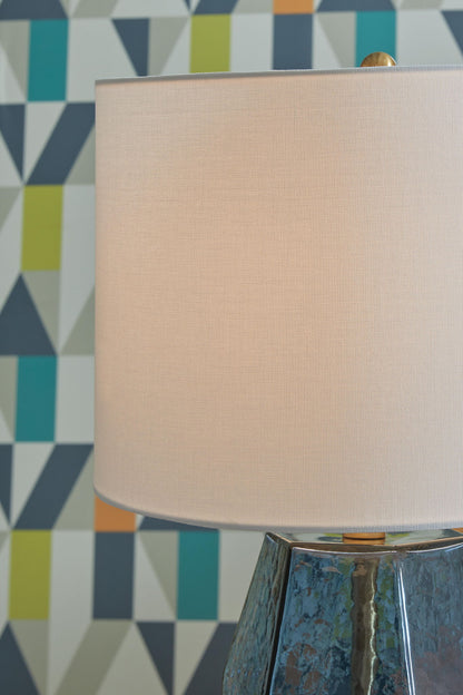 Tallow - Glass Table Lamp - Blue - Hornell Furniture Outlet