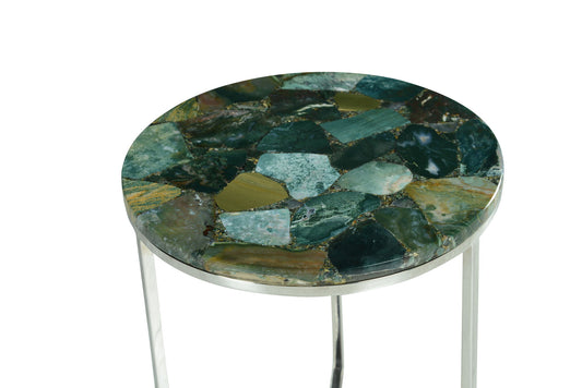 Foster - Jaspe Top Chairside Table - Green - Hornell Furniture Outlet