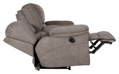 Reyes - Power Lay Flat Reclining Console Loveseat With Storage & Cupholders - Hornell Furniture Outlet